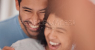 Couple, man kiss woman in neck, being romantic and laugh together ...