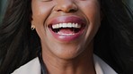 Face, portrait and happy black woman from Nigeria laughing, positive mindset and joy. Smile, comic and laugh, fun and beauty girl smiling with perfect teeth, crazy funny and excited freedom for life.