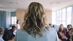 Business woman, presentation success and applause by other staff in corporate conference room. Thank you, diversity in the office, strategy and support for working in collaboration during meeting.