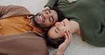 Love, couple and happy being together, smile and relax for marriage, relationship and have conversation on honeymoon. Romantic, black woman and man enjoy travel, vacation and holiday for bonding.  