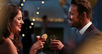 Young happy caucasian couple talking having fun at party