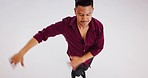 Music, dance and man training in a dance studio with energy, creative and salsa dancing. Dancer, tango and mexican guy practice, rehearsal and happy with
flexible, passion and professional artist