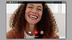 Portrait, woman and video call to connect, smile and happiness for talking, discussion and with digital device. Female, lady and smartphone for communication, laugh and speaking online with screen.