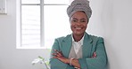 Business, face and black woman or african in Human Resources management, company leadership and vision for success. International professional or corporate worker or hr employee with proud portrait