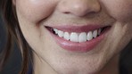 Mouth, smile and dental care of a woman with clean teeth and oral hygiene closeup. Lips, tooth and female with dental health and care, cosmetic wellness and oral health after teeth whitening 