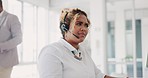 Contact us, call center and crm, black woman in customer service with headset help customer with problem. Crisis, telemarketing agent or sales consultant on phone call, support and consulting online.