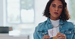 Business woman, gender equality and paper sign, face and gender with balance and fair opportunity in workplace. Portrait, mockup and social problem with protest for equal salary and feminism movement