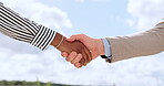 B2B, handshake or business people hands for marketing partnership, collaboration or company success deal. Teamwork, thank you or people shaking hands for support, goal or trust for creative strategy