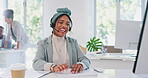 Customer support, crm or woman in call center telemarketing, typing or helping client with loan advice at computer desk. Customer services, technical support or worker speaking or talking for sales