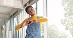 Window, face and black woman heart sign, peace and solidarity for equality, human rights and playful. Portrait, African American female with smile or girl with gesture for love, sunshine or happiness