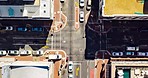 City, road and Timelapse cars above in zoom out of planet earth in global traffic, urban environment or travel. Top view of vehicles traveling in town around globe in detail architecture world wide