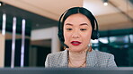 Video call, coaching and planning with a business asian woman teaching during an online workshop. Virtual meeting, education and communication with a female employee talking using an internet app