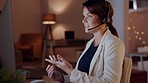 Crm, contact us or woman consulting in call center explaining, speaking or talking at customer support. Computer or sales consultant in a telemarketing or communications company in conversation 