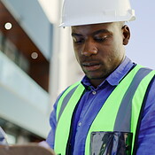 Checklist of black man, construction worker or engineering contractor ...