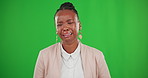 Crying, green screen and sad black woman feeling grief due to depression, frustration and heartbreak isolated in a studio background. Unhappy, Tears, death and upset female mourning a difficult time