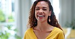 Happy, smile and face of a businesswoman in the office with a positive, confident and success mindset. Happiness, confidence and portrait of a professional female employee standing in the workplace.