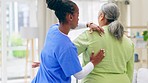 Rehabilitation, chiropractor and nurse with senior woman for physical therapy, wellness and physiotherapy. Retirement, healthcare and caregiver with elderly female for back pain, ache and arthritis