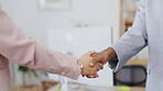 Team hand shake, deal or business people for investment partnership, b2b contract negotiation or acquisition agreement. Human resources, shaking hands or HR manager with onboarding hiring welcome