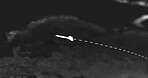 Satellite, missile and tracking an air strike with software for an attack during war or international conflict. Military, rocket launch or the trajectory of a nuclear weapon or atomic bomb on a map