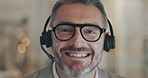 Face, video call and communication with a business man talking during a webinar for online education. Portrait, contact and help with a male consultant in a virtual chat for assistance or a tutorial