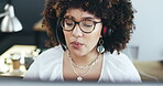 Customer service, call center and a woman talking on a headset for crm, advice and support. Face of african female consultant or sales agent at computer for telemarketing, information and help desk