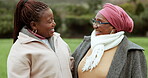 Mom, face or happy black woman in park with parent in countryside nature in portrait together. Family, smile or mother with child laughing, bonding or hugging on holiday vacation with love or care