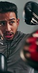 Boxing, sports and exercise with a man in the gym for training or preparation for a fight competition. Health, fitness and workout with a young male athlete hitting pads for cardio or endurance