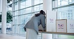 Ballot, vote and woman writing at booth, walking and public referendum. Poll station, election and person cast in decision, choice or selection of government, politics party or state administration