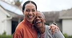 Exercise, smile and a coach with a senior woman outdoor for active wellness or training during retirement. Portrait, fitness and personal trainer with an elderly client outside for a health workout