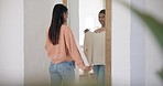 Mirror, doubt and woman with choice of clothes in shop, fashion and style. Boutique, reflection and Indian customer confused with fabric in mall, store or retail market for shopping in fitting room