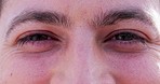 Eyes, vision and portrait of man with optical health, wellness and optometry awareness. Eyesight, ophthalmology and closeup or zoom of male person looking with natural brows and eye care perception.