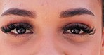Eyes, vision and portrait with woman and eyelash, awareness and beauty, optometry closeup and cosmetics. Natural, eye care and eyebrow with eyesight, microblading and ophthalmology with perception