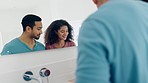 Skincare, beauty and young couple in the bathroom doing a self care, grooming or morning routine. Hygiene, wellness and happy man and woman doing a healthy, natural and facial treatment at apartment.