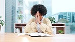 Bible, worship and business woman in office praying with hope, gratitude or thank you to Jesus Christ. God, pray and lady manager with prayer praise for startup, success or new job and opportunity