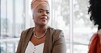 Business, black woman and leader talking to team, staff and creative brainstorming. African American female, leadership and group project for advertising, training for new campaign and collaboration.