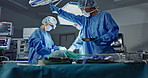 Doctors, teamwork and surgery in theater with medical support for healthcare, safety and operation at hospital. Surgeon, medicine and team or collaboration with tools for cardiology or emergency