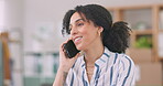 Phone call, woman or smartphone with networking for retail, sales orders or stock check in office at workplace. Business, person or phone with communication, conversation and customer service at work