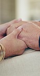 Hands, support and empathy with old people and care, love and therapy with mental health and reflection together. Help, trust and wellness in counselling, closeup of kindness and respect with safety