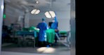Emergency, surgery and doctors in theater for medical, help or assistance. Healthcare, service and surgeon team working in a hospital for collaboration, teamwork or consulting expert in operation