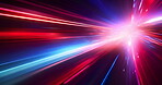 Flare, light and flash stripe lines in hyperspace tunnel with laser beams. Abstract geometric lines and illumination as futuristic speed and energy. Colorful prism spotlight in motion wallpaper.
