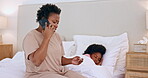 Doctor, phone call and mother with sick kid with flu, virus and consultation for bacteria infection. Home, telehealth and advice for mom to help child with covid, cold or healthcare communication