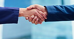 Shaking hands, business people and introduction outdoor, partnership with interview, introduction or congratulations. Handshake, collaboration and agreement with respect, trust and thank you in city