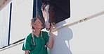 Nurse, woman and horse with health at farm with kiss, care and happy for helping with love. Doctor, veterinary person and equine animal with stroke, kindness or wellness at countryside ranch in Texas