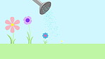 Animated plants being watered growing into flowers. Seedlings grow best with ample water. A healthy garden is a well watered garden. Water is needed to sustain and grow plant and human life