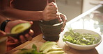 Hands, food or couple in kitchen with avocado, salad or vegetarian meal prep closeup. Cooking, health or people in house with ingredients for green brunch, diet or superfoods, nutrition or raw eating