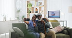 Old man, caregiver and selfie at retirement home, fun together for social media and excited with peace sign. Black people relax, taking picture for photography and nurse with patient for senior care