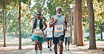 Group, marathon and mature man running to exercise on road outdoor for cardio, wellness or healthy body. Athlete, crowd and fitness in race competition, workout or energy for sports contest at park