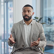 Talking, support circle and businessman in counselling for mental ...