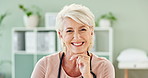 Smile, pride and face of senior doctor in office at hospital with confidence in medical career. Happy, professional and portrait of woman healthcare worker with positive attitude in medicare clinic.