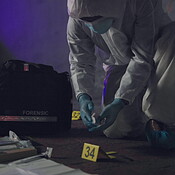 Forensic, csi and collect evidence at crime scene for investigation ...